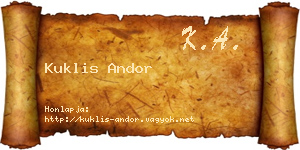 Kuklis Andor névjegykártya